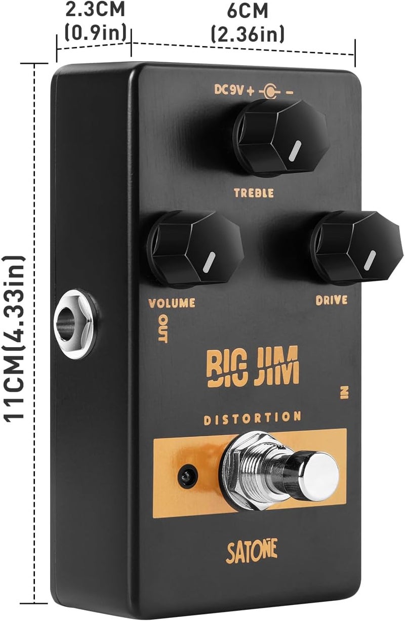SATONE S808 Big Jim Distortion Electric Guitar Effect Pedal - Rich Gain Distortion Effect Preset Acoustic Metal Pedal with True Bypass - Image 4